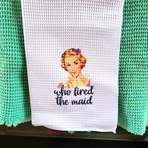 Set of 2 vintage inspired pinup sarcastic tea towels